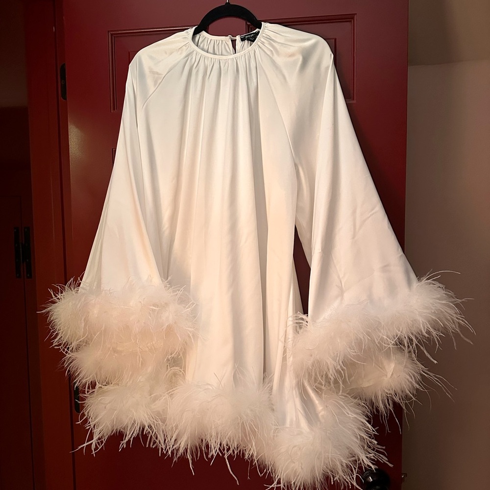 Nasty Gal feather babydoll mini dress